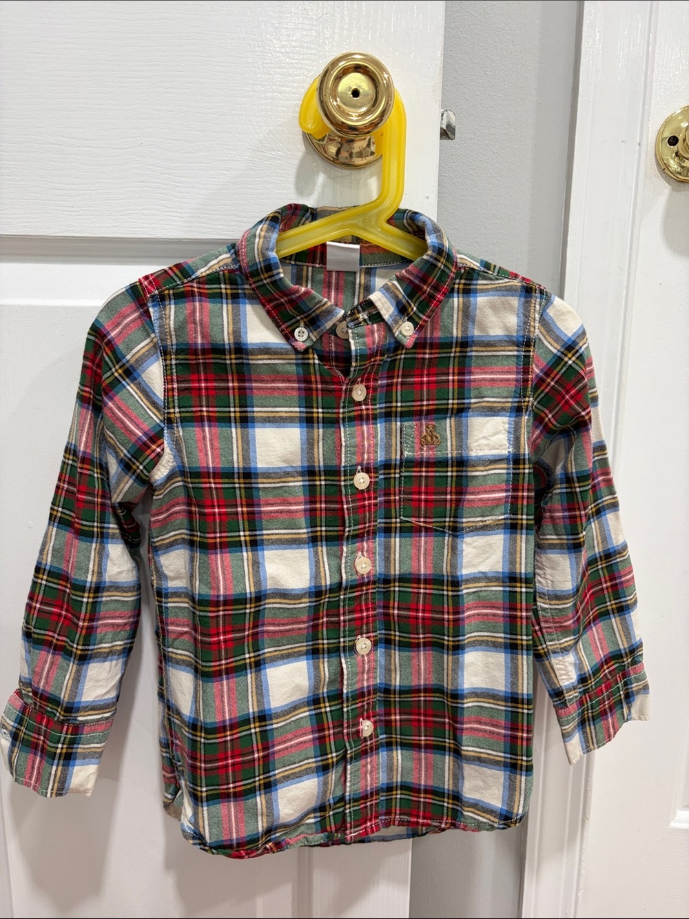 Gap Boys Plaid Button-Down Shirt in Red, Green & Blue